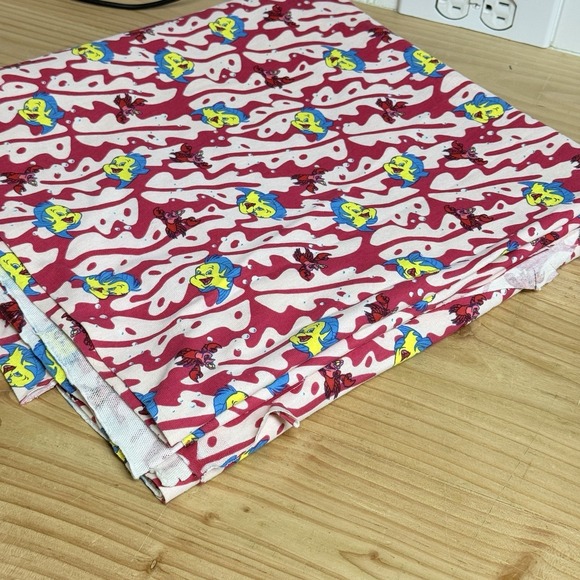 90s Disney Little Mermaid Cotton Knit Fabric 2.5 Yds X 60" Sebastian Flounder - Picture 2 of 5